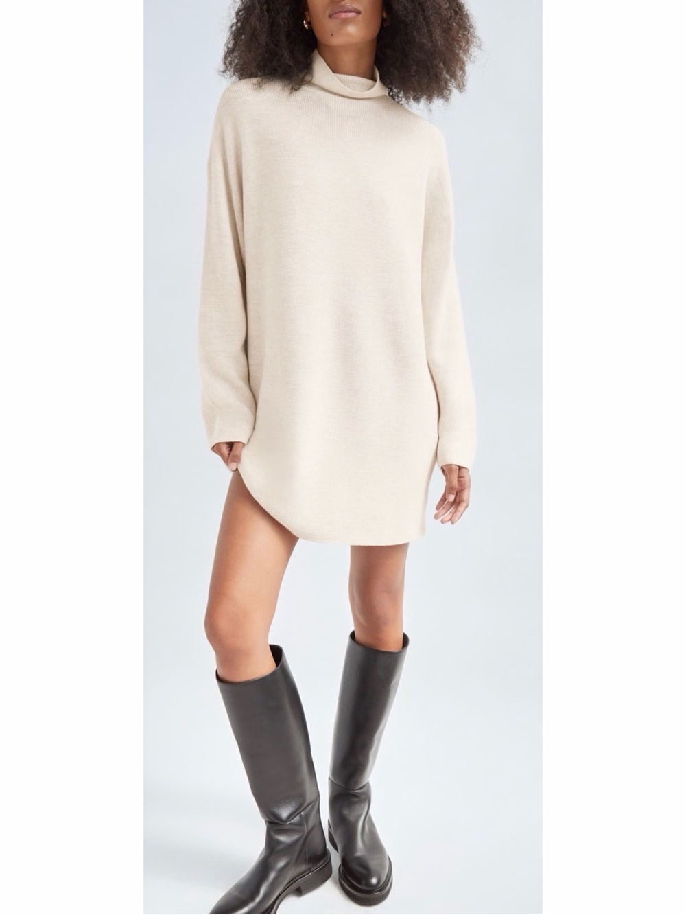 Aritzia Babaton Maclean Long Sleeve Dress Beige